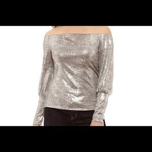 - Bold Elements silver metallic off shoulder top